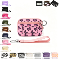 Portefeuille porte-clés imprimé cerise et fraise avec fenêtre d'identification, mini porte-cartes, petite pochette zippée, pochette à main