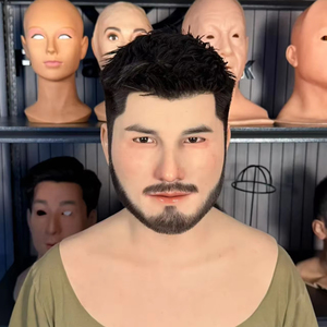 Máscara de Silicona Realista con Barba, Máscara Facial Masculina de Cabeza Completa para Halloween, Cosplay y Teatro - Product Image 1