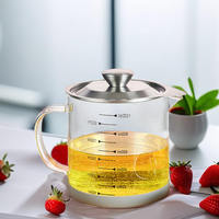 Pot Penyimpanan Minyak Kaca Anti Debu Berkapasitas Besar dengan Filter Jaring Halus Borosilikat Tinggi untuk Memasak dengan Tutup Stainless Steel