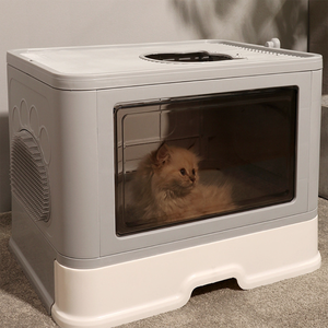 Litière pour chat, grand, entièrement fermée, anti-éclaboussures, toilette pliable, à récurer, livraison directe - Product Image 2