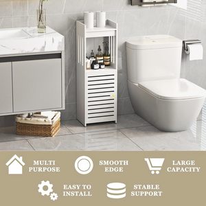 Bathroom Floor Standing Storage <b>Cabinet</b> 3 Tier Narrow Space Organizer For Household Sundries - Product Image 2