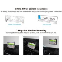 Capteur de stationnement sans fil cadre de licence européenne 5 pouces 720P AHD Camara Para Auto Car Reverse Monitor Solar Backup Camera Kit