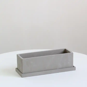 Jardinière succulente rectangulaire en ciment mat avec plateau pour pot de <span class=keywords><strong>fleur</strong></span> en béton bonsaï d'herbes conteneur avec drainage - Product Image 2