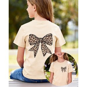เสื้อยืดเด็กผู้หญิงลายเสือดาว แขนสั้น ระบายอากาศได้ดี สไตล์ลำลอง Y2k - Product Image 4