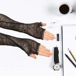 Gants Web demi-doigt d'Halloween inspirés de <span class=keywords><strong>Spider</strong></span>-<span class=keywords><strong>Man</strong></span> pour décorer les toiles d'araignée, gants de performance Cosplay Party Ball - Product Image 2