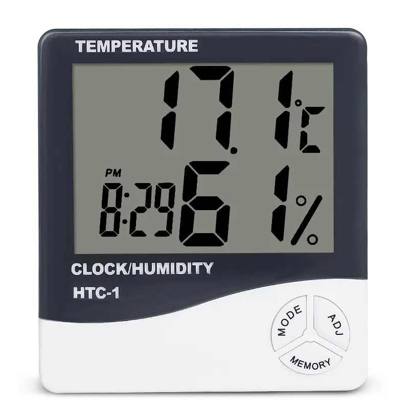 Ménage Intérieur LCD affichage Numérique Température Humidité Compteur Horloge HTC-1