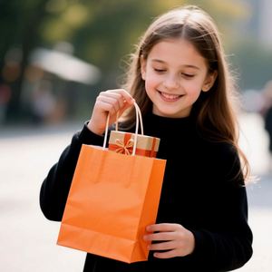 Bolsas de Compras Personalizadas de Papel Kraft Reciclable para Negocios, Promociones y Comida para Llevar, con Asas Largas - Product Image 3