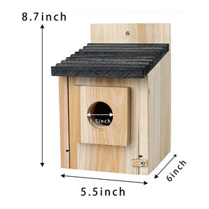 Petite maison pour oiseaux en bois naturel <span class=keywords><strong>avec</strong></span> motif animal, style tendance, fermeture à bouton, design coupe-vent, forme de trou d'arbre - Product Image 2
