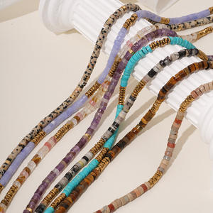 قلادة مطرزة بالخرز من الحجر الطبيعي الأوروبي للنساء مصنوعة يدويًا قابلة للتعديل مجوهرات من طبقات البوهو مقاومة للبهت - Product Image 3