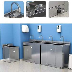 Évier de cuisine double en acier inoxydable avec armoire, design industriel pour cuisines commerciales - Product Image 3