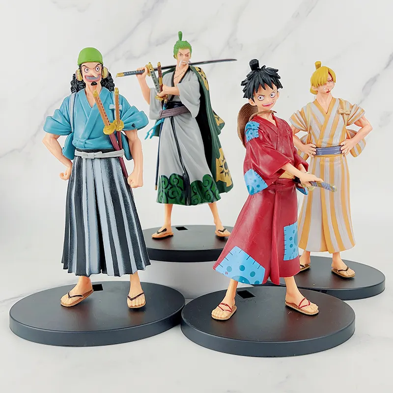 4 pçs/set Kimono DXF Luffy Lei One Pieces Figura Resina Pvc Japonês Anime Figurine One Pieces Luffy Action Figure