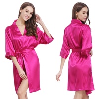Kimono de Seda Satinado de Lujo para Mujer, Manga 3/4, Bata de Novia, Vestido de Boda, Suave, Sexy, Color Sólido, Ropa de Dormir para Damas de Honor, Batas de Verano