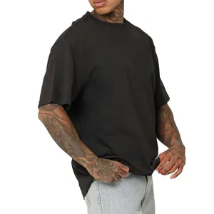 Hersteller OEM Übergröße T-Shirts Streetwear individuelles Logo Übergröße hängende Schulter Siebdruck geprägter Rundhalsausschnitt T-Shirt Unisex