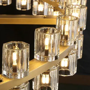 Amerikanischer LED runder Duplex-Kronleuchter Luxus Gold Metall Villa Wohnzimmer Bauernhaus Ring hängelampen dekorative Anhängerlampe