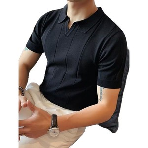 Maglietta estiva da uomo a maniche corte lavorata a maglia Casual Business <span class=keywords><strong>Polo</strong></span> con scollo a V Slim - Product Image 5