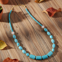 Collier en pierre turquoise naturelle fait main, perles avec chaîne réglable, bijou élégant pour le quotidien, les voyages et les fêtes
