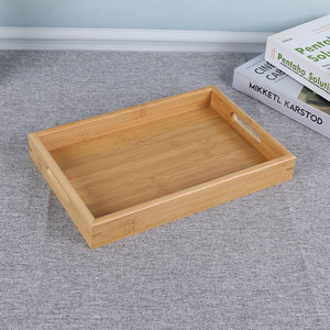 Plateau de service rectangulaire en bambou So Tom And Principe, bois naturel, pour thé, café, hôtel, usage domestique, lot de 2 tailles - Product Image 2
