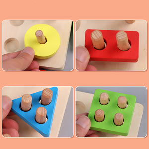HOYE CRAFTS Montessori Toy Matching Building <strong>Blocks</strong> <strong>Wooden</strong> Colorful Geometric Shape Sets <strong>of</strong> Columns Toys - Product Image 2