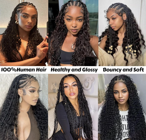 Trenza <span class=keywords><strong>de</strong></span> cabello humano <span class=keywords><strong>de</strong></span> alta calidad, color natural, estilo bohemio, onda profunda, fabricante <span class=keywords><strong>de</strong></span> ondas <span class=keywords><strong>de</strong></span> agua - Product Image 4