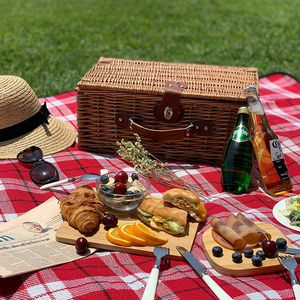 Cesta <span class=keywords><strong>de</strong></span> picnic redonda <span class=keywords><strong>de</strong></span> <span class=keywords><strong>mimbre</strong></span> tejida a mano, económica, en venta - Product Image 5