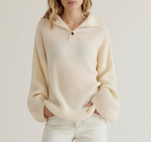 Áo len dệt kim thời trang thường ngày thiết kế màu trơn dáng rộng có khuy cài len mohair dành cho nữ - Product Image 1