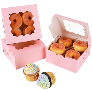 Tùy chỉnh 4 inch Bánh hộp với cửa sổ cho bánh cookie tráng miệng Pastry Donut Donut bánh Kraft hoặc thẻ Trắng bánh container - Product Image 1