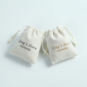 9x12cm High Quality <b>Makeup</b> <b>Bag</b> Custom Small VelvetJewelry Pouch Cream <b>Drawstring</b> Sack - Product Image 6