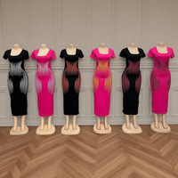 Vente en gros Robe d'été décontractée à manches courtes et à taille haute en queue de poisson avec impression pour femmes