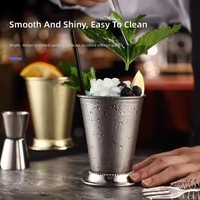 Verre à cocktail Unisweet en acier inoxydable pour Mint Julep, avec bord festonné, pour Mojito, capacité 400 ml, design moderne et minimaliste