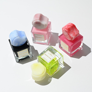 Custom Color Luxury Perfume Glass Inside Painting <strong>Pink</strong> <strong>Bottle</strong> Crimp Perfume Spray <strong>Bottles</strong> 50ml Cubic <strong>Bottle</strong> With <strong>Pink</strong> Resin Cap - Product Image 2