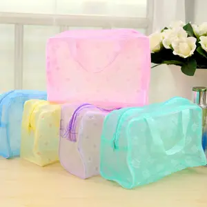 Toiletten artikel Bad Aufbewahrung tasche Frauen wasserdicht Transparent Floral PVC Travel Kosmetik tasche