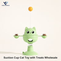 Jouet pour chat à ventouse avec distributeurs de friandises, jouet interactif pour chat à ressort avec visage de chat, jouet balle rebondissante pour chats d'intérieur