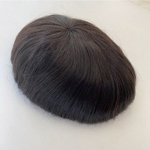 Cabello humano indio de 8x10 pulgadas, pelucas de prótesis de tupé anudadas a mano de color 1b con encaje frontal de 6 pulgadas con PU para <span class=keywords><strong>hombre</strong></span> - Product Image 4