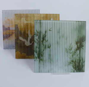 Panneau en verre cannelé avec impression paysage chinois, polyvalent pour cloisons, meubles et décoration de portes - Product Image 2