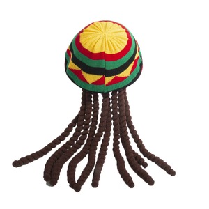 Chapeau arc-en-ciel jamaïcain tricoté, avec fausses tresses et béret, chapeau de Noël Rastafari avec dreadlocks - Product Image 5