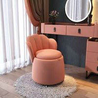 Chaise de maquillage en tissu, style moderne et minimaliste, légèrement luxueuse, avec dossier et rangement, pour chambre à coucher, tabouret de coiffeuse
