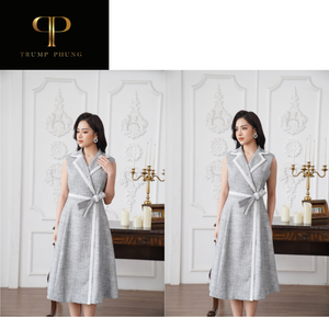 Robe moulante évasée élégante pour femmes 100% coton absorbant la sueur col haut imprimé élégant féminin tricoté manteaux manteaux - Product Image 3