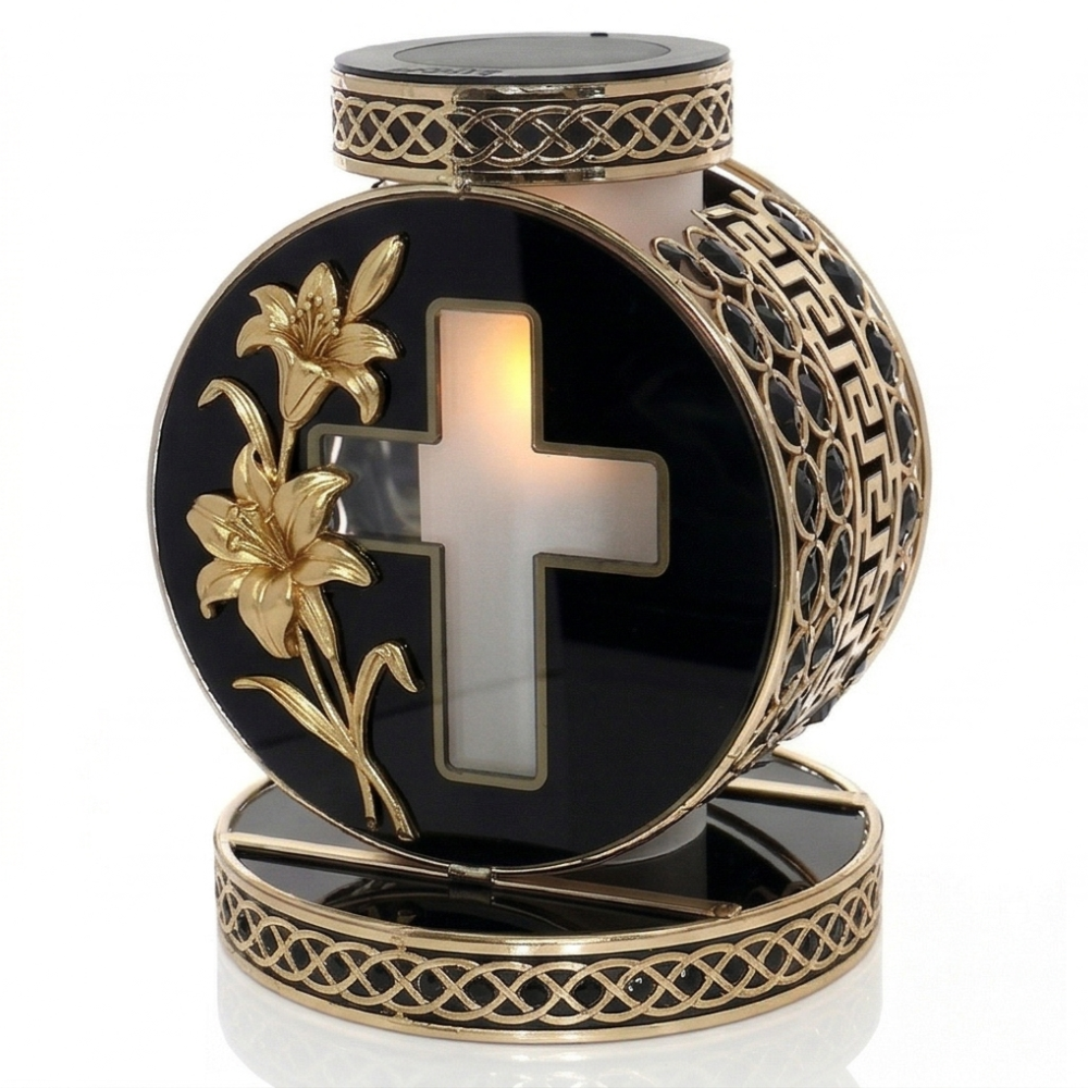 solar grave lantern with cross