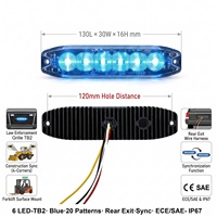Feu de signalisation stroboscopique bleu à 6 LED pour grille de calandre, étanche IP67, pour SUV, camions et remorques