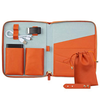 Sac de voyage de luxe en cuir véritable grande capacité avec fermeture éclair pour documents, tablette, batterie externe, câbles de données, stylo et passeport