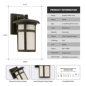 Applique Murale Carrée LED Extérieure <span class=keywords><strong>Chic</strong></span> et Traditionnelle, Durable, IP23 Étanche, en Aluminium, Angle de Faisceau 20°, Lumière du Jour 5000K, pour Jardin et Porche - Product Image 4