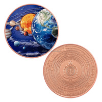 Pièce de monnaie en cuivre pur de 1 oz en gros, impression UV, planètes spatiales, Terre, médaille souvenir, pièce personnalisée