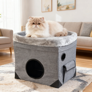 Rimovibile condominio per gatti con aperture di ventilazione e tasche laterali pieghevole <span class=keywords><strong>Cat</strong></span> Cube e <span class=keywords><strong>Cat</strong></span> Cave con letto - Product Image 1