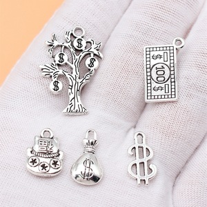 Gangan 5 bolsa de dinero de plata antigua, Gato de dólar estadounidense, juego de accesorios colgantes de árbol de dinero, 1 pieza cada uno, aproximadamente 8 - Product Image 3