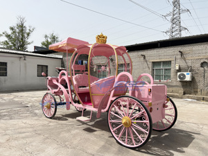 <b>Pink</b> Christmas Limited Edition Carriage European-style Wedding Sightseeing Pumpkin Carriage Electric Sightseeing Carriage Carts - Product Image 3