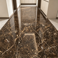 Carreaux de sol en porcelaine effet marbre brillant couleur café foncé 600x600mm, antidérapants, pour usage intérieur (centre commercial, salle de bain), style moderne