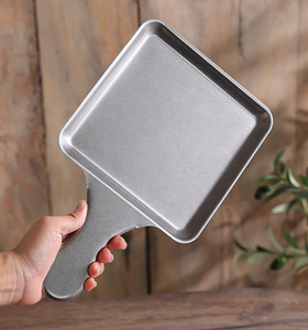 Plateau de service vintage en acier inoxydable avec poignée, carré ou rond, pour restaurant, steak, dessert, lasagne - Product Image 6