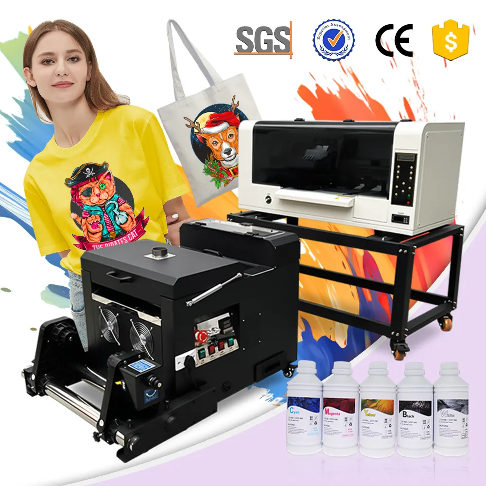 자동 DTF 인쇄기 A3 방수 효과 파우더 셰이커 건조기가있는 다채로운 인쇄 시스템 키트 DTF 프린터