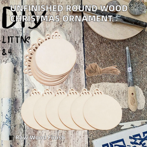 未完成のモダンな丸い木製ディスク クリスマスツリー トナカイ ソックス クリスマスオーナメント DIYクラフトデコレーション - Product Image 2