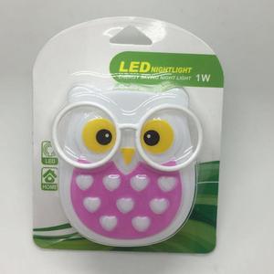 OEM W090 cartoon Owl LED SMD mini interrupteur plug in small wall night light lamp avec 0.6W et 110V ou 220V pour chambre à coucher - Product Image 4
